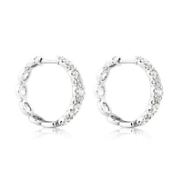 Bubble Huggie Earrings with 1.00 Carat TW Diamonds in 14kt White Gold