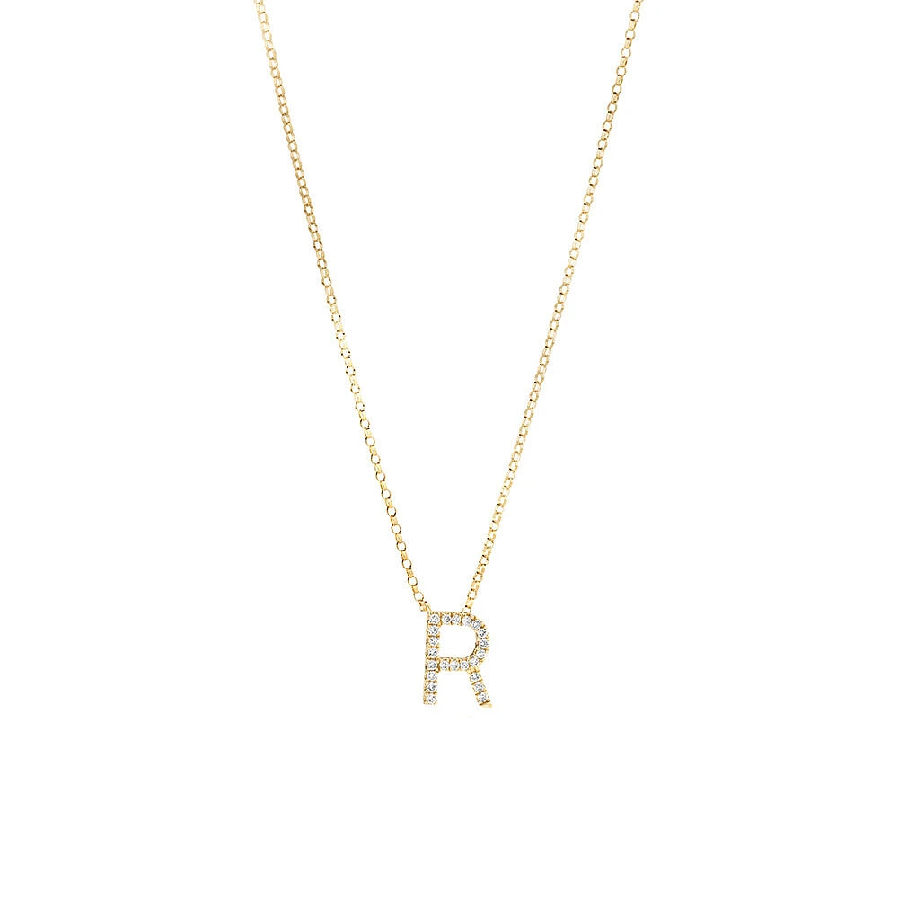 "K" Initial Necklace with 0.10 Carat TW of Diamonds in 10kt Yellow Gold