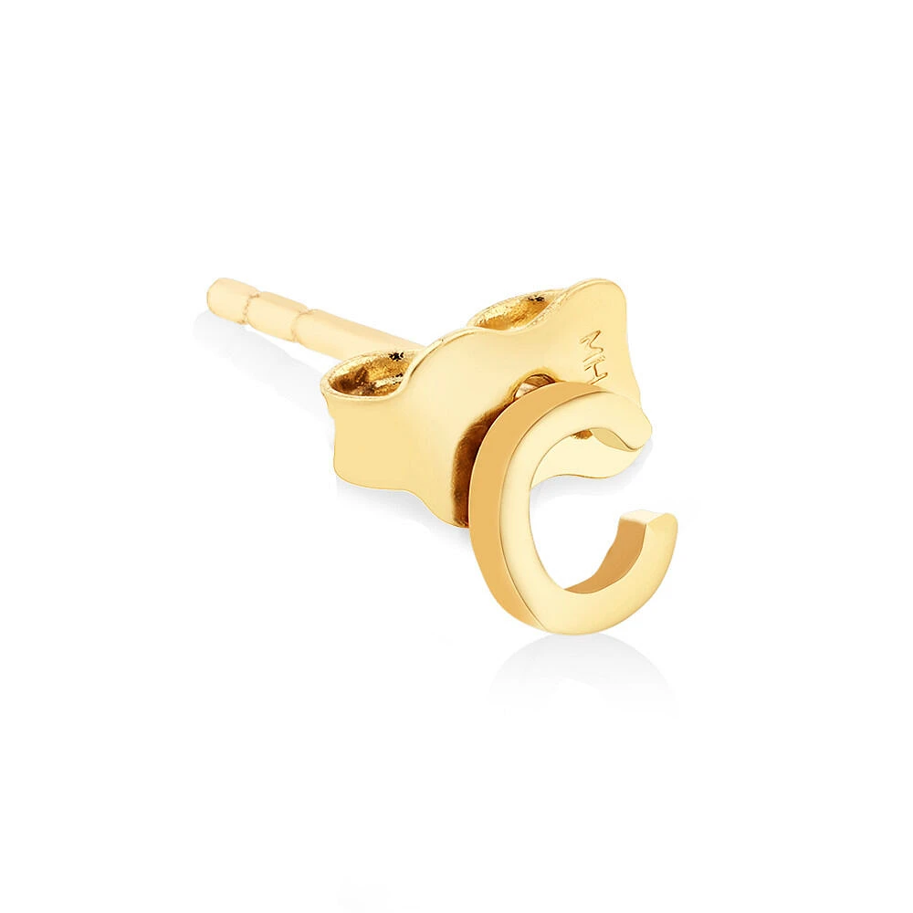 G Initial Single Stud Earring in 10kt Yellow Gold