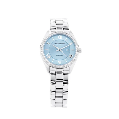 Montre en acier inoxydable doré avec diamants totalisant 0,60 ct pour femme