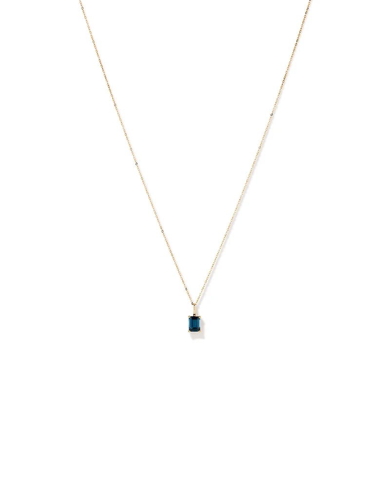 Emerald Cut London Blue Topaz Gemstone Pendant Necklace in 10kt Yellow Gold