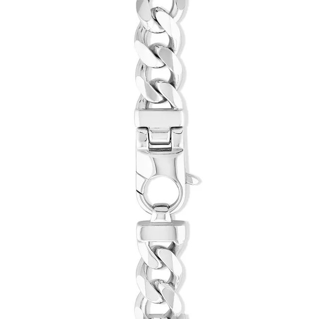 22cm (8.6”) 11.5mm-12mm Width Heavy Curb Chain Bracelet in Sterling Silver