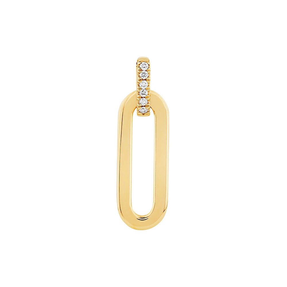 Paperclip Pendant with 0.02 Carat TW of Diamonds in 10kt Yellow Gold