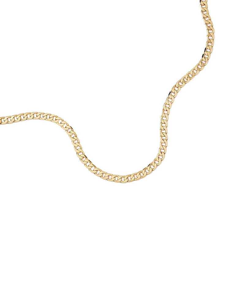 55cm (22") 8.9mm Width Solid Flat Bevelled Curb Chain in 10kt Yellow Gold