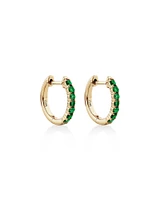 Huggie Earrings with Emerald in 10kt Yellow Gold