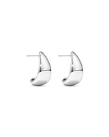 Polished Half Hoop Dome Stud Earrings in Sterling Silver