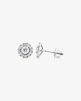 Dainty Halo Earrings with 1.00 Carat TW of Diamonds in 14kt White Gold