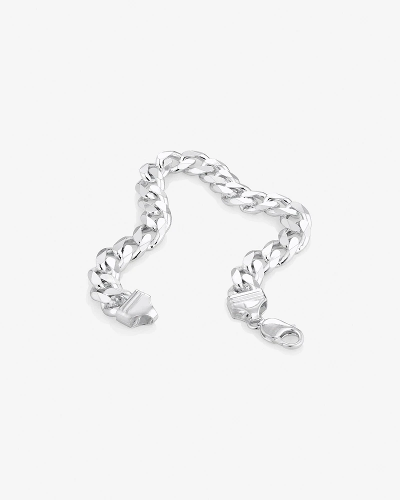 23cm (9.5") 10.9mm Width Men's Curb Bracelet in Sterling Silver