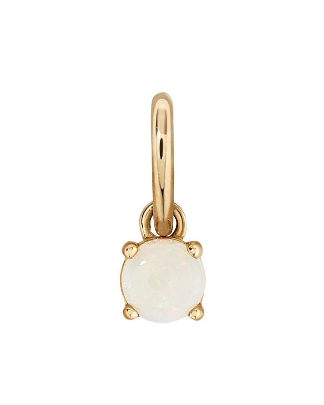 Round Australian Opal Birthstone Pendant in 10kt Yellow Gold