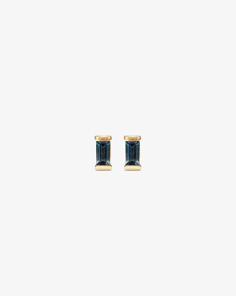 Stud Earrings with London Blue Topaz in 10kt Yellow Gold