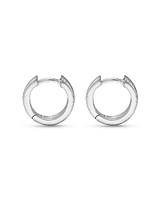 Polished and Textured Huggie Earrings in Sterling Silver