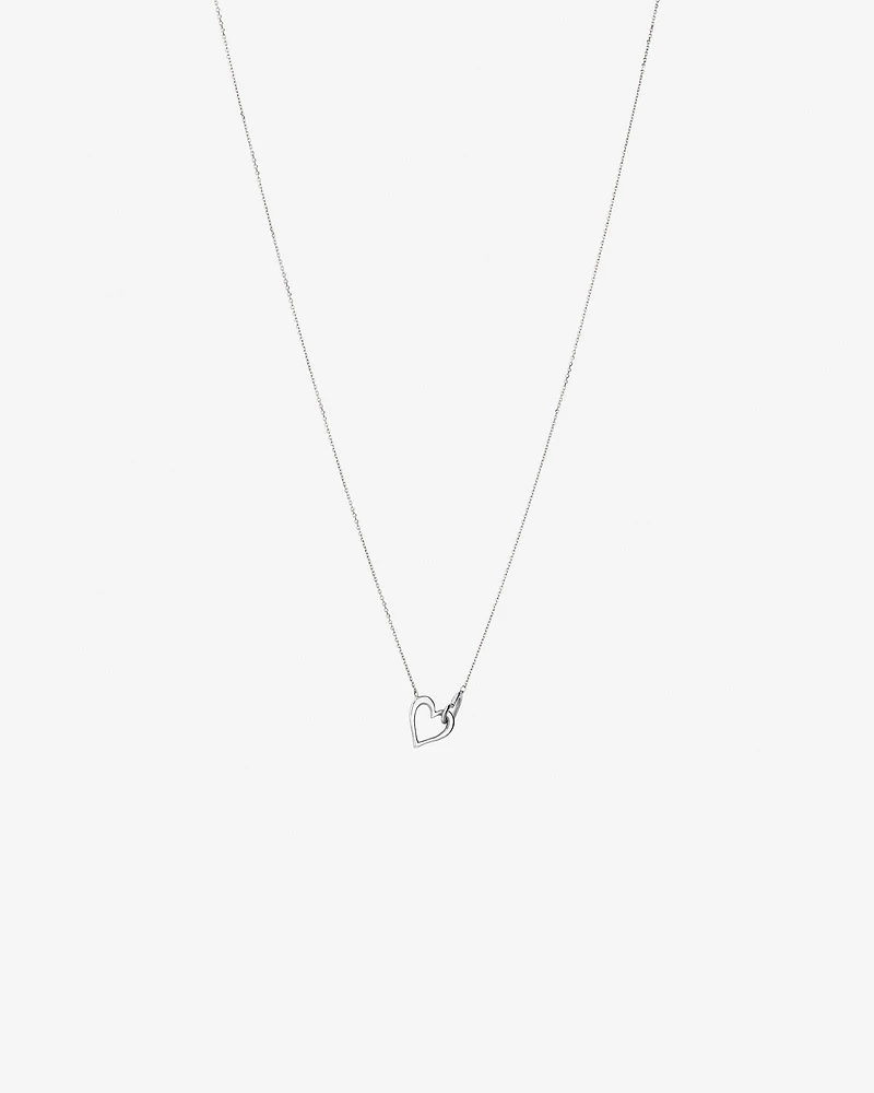 Double Open Heart Necklace in Sterling Silver