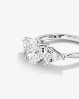 2.25 Carat TW Three Stone Oval and Kite Shaped Laboratory-Grown Diamond Engagement Ring in 14kt White Gold