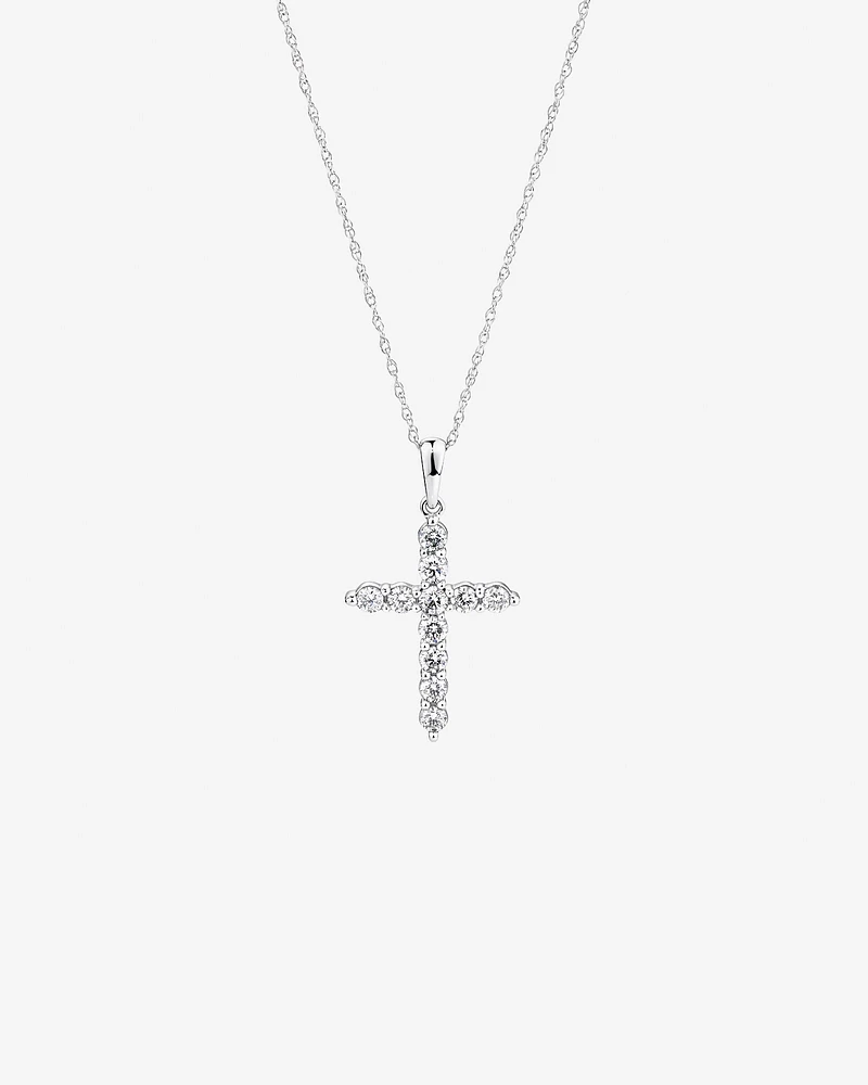 Cross Pendant with 0.50 Carat TW of Diamonds in 10kt White Gold