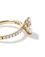 1.81 Carat TW Oval Lab-Grown Diamond Side Accent Engagement Ring in 14kt Yellow Gold