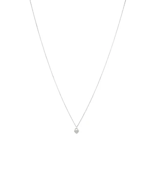 Fine Pave Diamond Heart Pendant Necklace in Sterling Silver