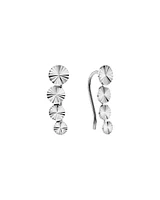 Sunray Graduated Disc Climber Earrings in Sterling Silver