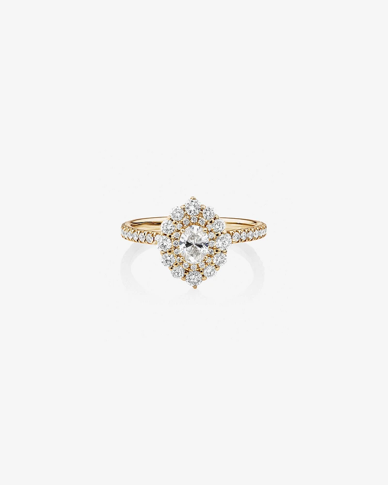 Sir Michael Hill Designer Oval Engagement Ring with 0.92 Carat TW Diamonds in 18kt Gold