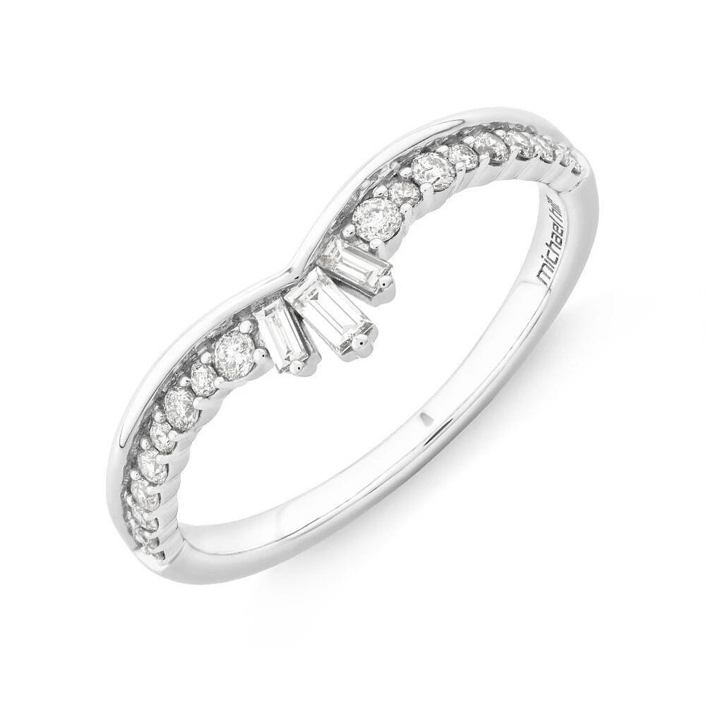 Chevron Wedding Band with .25TW of Diamonds in 14k White Gold