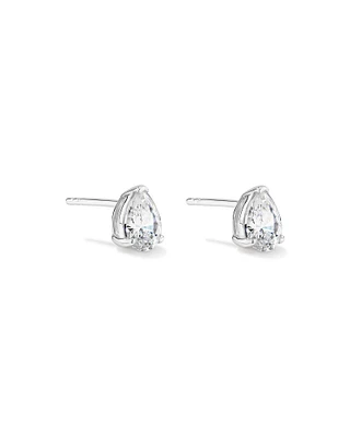 Pear Shape Cubic Zirconia Stud Earrings in Sterling Silver