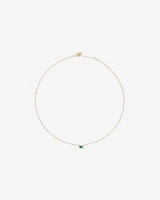 Oval Cut Green Emerald Gemstone and 0.05 Carat TW Diamond Halo Necklace in 10kt Yellow Gold