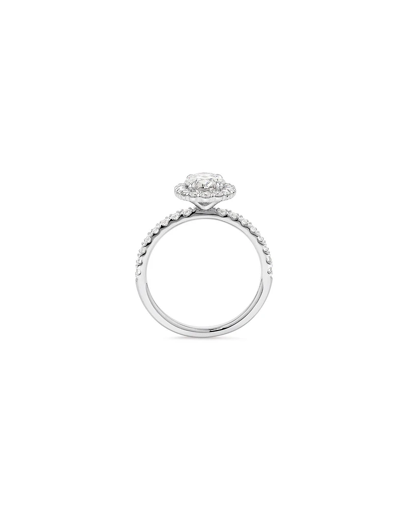 1.78 Carat TW Oval Laboratory-Grown Diamond Halo Engagement Ring in 14kt White Gold