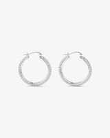 Full Pavé Set Cubic Zirconia Hoop Earrings in Sterling Silver