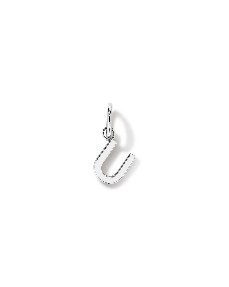 Letter U Initial Pendant in Sterling Silver