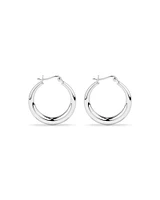 Graduated Domed Hoop Earrings in Sterling Silver