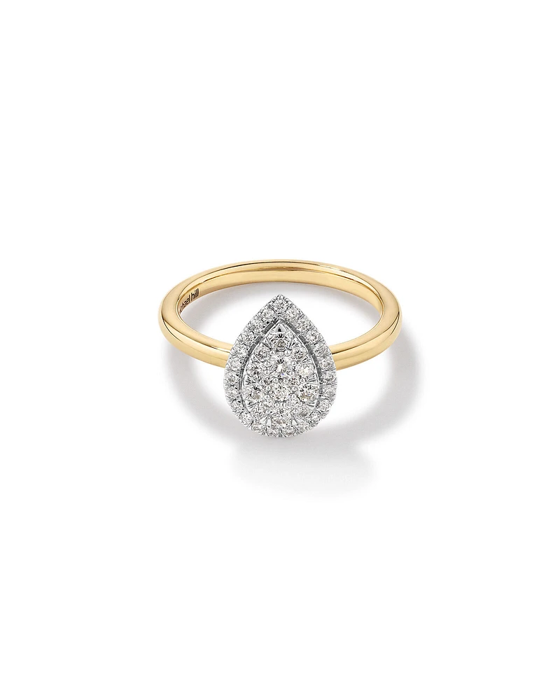 0.50 Carat TW Pear Shaped Diamond Cluster Ring in 14kt Yellow & White Gold