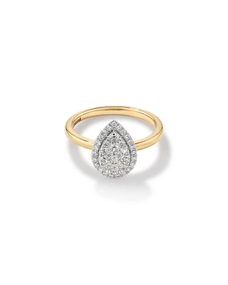 0,50 Carat TW Bague avec grappe de diamants en forme de poire en or jaune & blanc 14kt