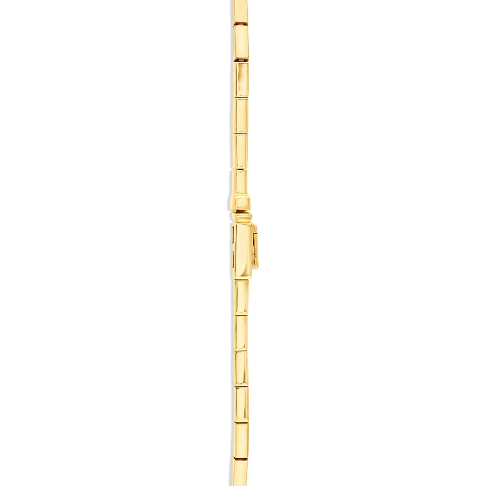 Rectangular Link Metal Tennis Bracelet in 10kt Yellow Gold
