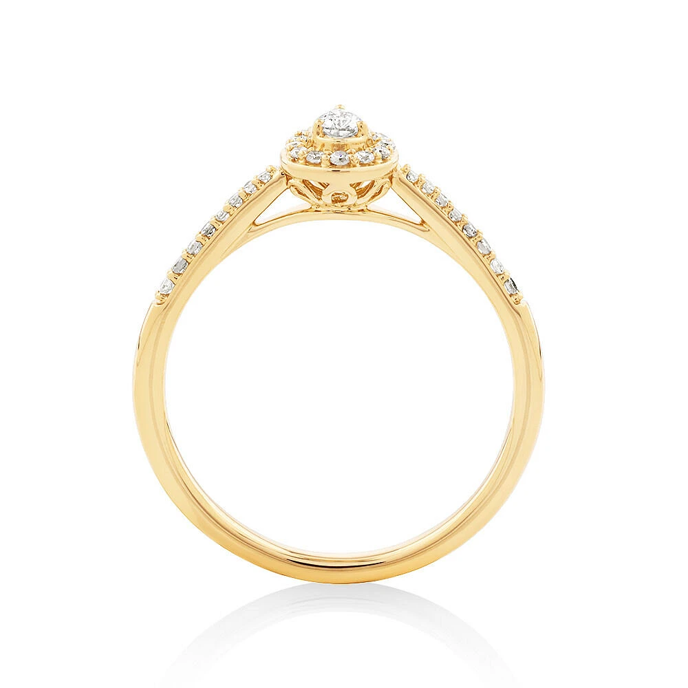 Pear Engagement Ring with .20TW of Diamonds in 10k Yellow Gold