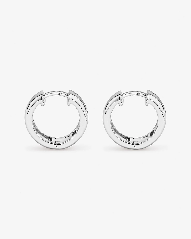 Diamond Cut Texture Huggie Hoop Earrings in Sterling Silver