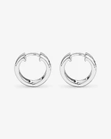 Diamond Cut Texture Huggie Hoop Earrings in Sterling Silver