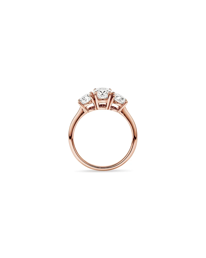 2 Carat Three Stone Oval Laboratory-Grown Diamond Engagement Ring In 14kt White Gold