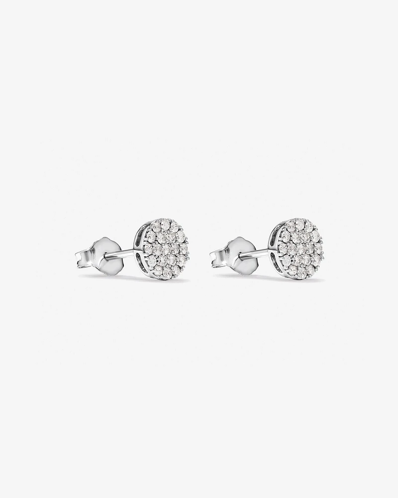 0.33 Carat TW Round Diamond Cluster Stud Earrings in 10kt White Gold