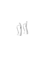 Pavé Set Cubic Zirconia Curved Point Climber Earrings in Sterling Silver