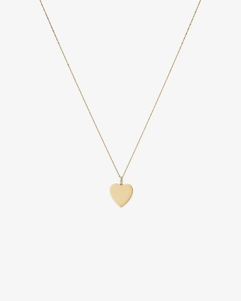 Diamond Accent Engravable Heart Pendant in 10kt Yellow Gold