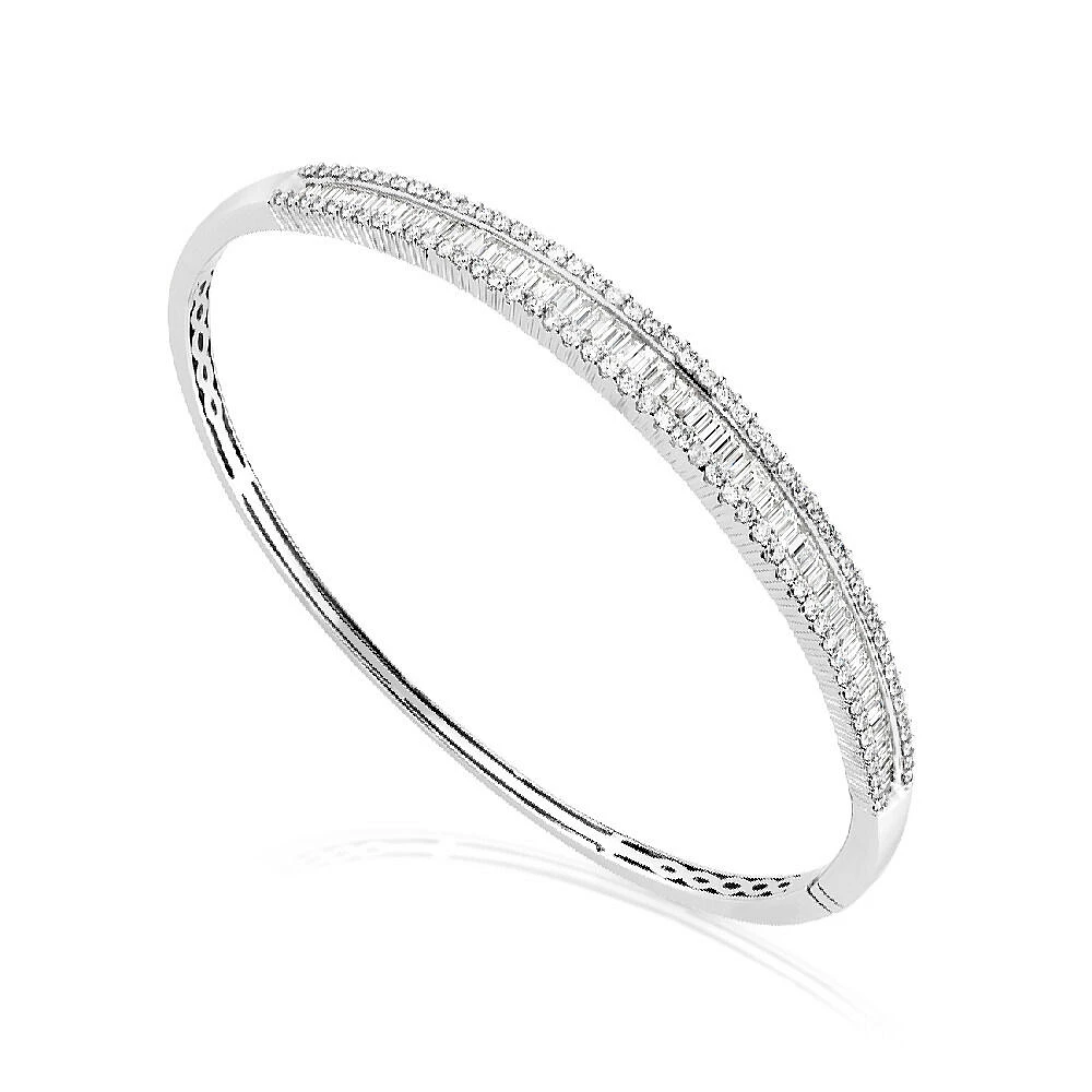 Hinged bangle with 2 Carat TW of Diamonds in 14kt White Gold