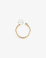 Cultured Freshwater Pearl and Diamond Open Ring in 10kt Yellow Gold