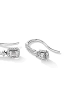 0.62 Carat TW Laboratory-Grown Diamond Emerald Cut Drop Earrings set in 10kt White Gold