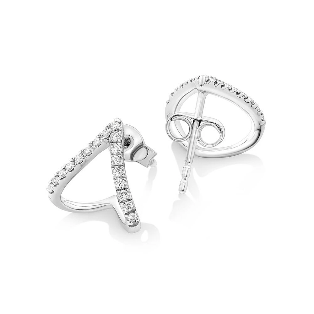 Chevron Stud Earrings with 0.17 Carat TW of Diamonds in Sterling Silver