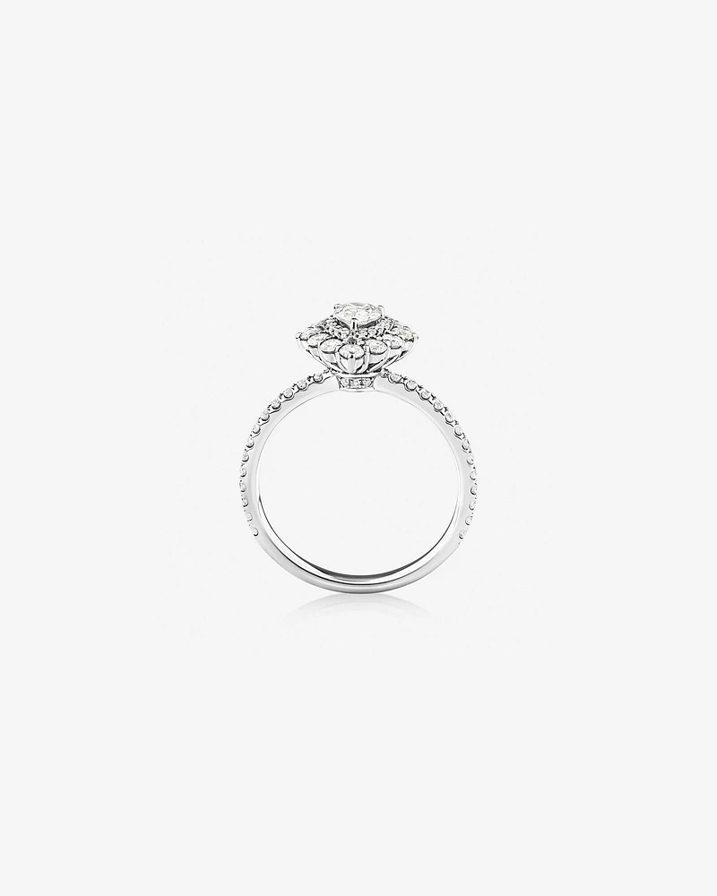 Sir Michael Hill Designer Vintage Floral Engagement Ring with 0.92 Carat TW of Diamonds in 18kt White Gold