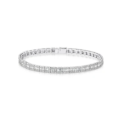 Bracelet de tennis en diamants baguette de 3,37 carats TW en or blanc 14 ct