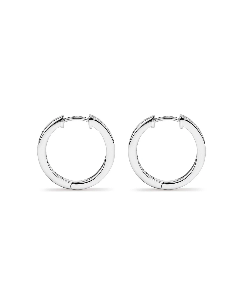 20mm Cubic Zirconia Huggie Hoop Earrings in Sterling Silver