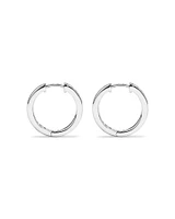 20mm Cubic Zirconia Huggie Hoop Earrings in Sterling Silver