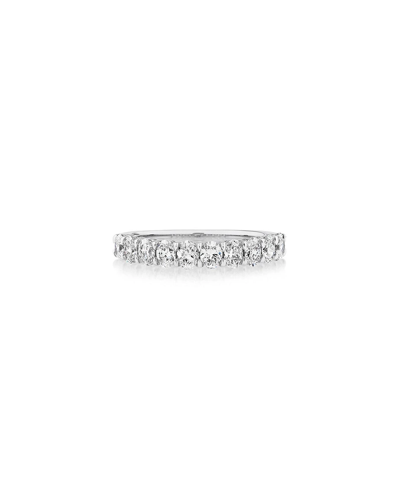 Alliance à 10 pierres en or blanc 14 K avec diamants totalisant 0,90 ct