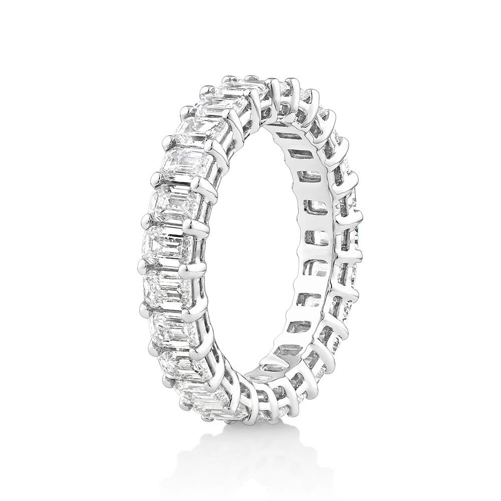 3.50 Carat TW Emerald Cut Laboratory-Grown Diamond Eternity Ring in 14kt White Gold