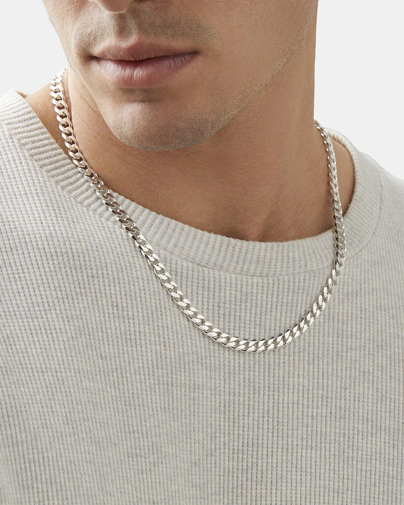 55cm (22") 7.2mm Width Curb Chain in Sterling Silver